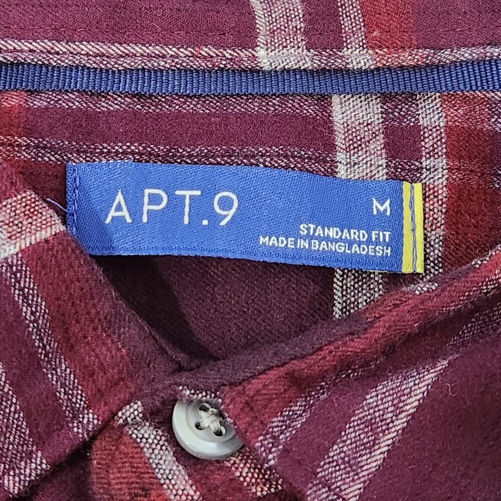 Apt 9 Burgundy Plaid Button Up Pointed Collar Shi… - image 4